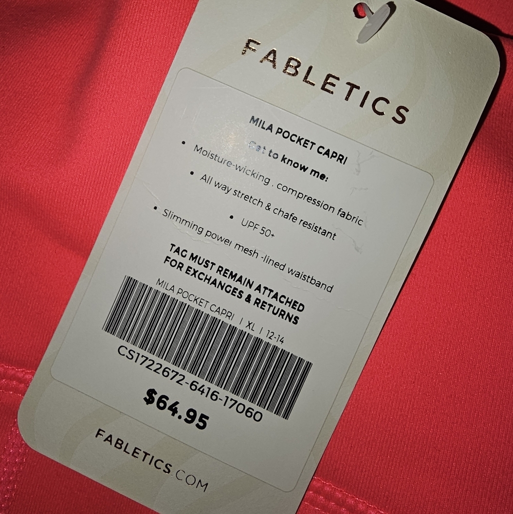 Fabletics Hot Pink Mila Pocket On-The-Go PowerHold High-Waisted Capri XL NWT - Picture 8 of 9